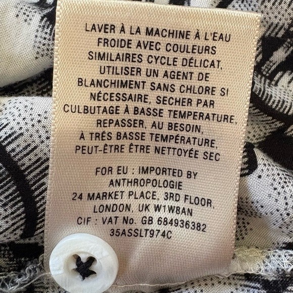 MAEVE by Anthropologie Long Sleeve Button Down Blouse Black and White Size 6 - Picture 5 of 10